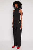 Womens Asymmetrical O Ring Waist Detail Jumpsuit,