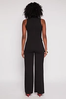 Womens Asymmetrical O Ring Waist Detail Jumpsuit,