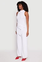 Womens Asymmetrical O Ring Waist Detail Jumpsuit, White, Size M