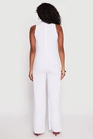 Womens Asymmetrical O Ring Waist Detail Jumpsuit, White, Size M