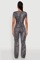 Womens Mineral Wash Short Sleeve Jumpsuit,