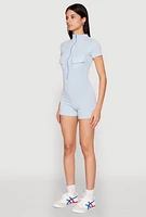 Womens Mineral Wash Zip Front Romper,