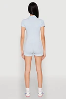 Womens Mineral Wash Zip Front Romper,