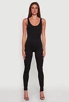 Womens Stylish Scoop Neck Stacked Detail Catsuit,