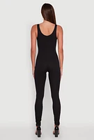 Womens Stylish Scoop Neck Stacked Detail Catsuit,