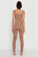 Womens Stylish Scoop Neck Stacked Detail Catsuit,