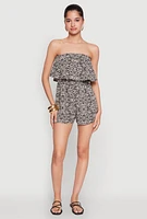 Womens Floral Medallion Print Overlay Romper, Multi,