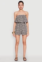 Womens Floral Medallion Print Overlay Romper, Multi,