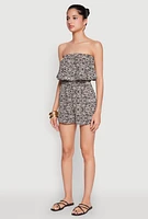Womens Floral Medallion Print Overlay Romper, Multi,
