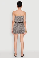 Womens Floral Medallion Print Overlay Romper, Multi,