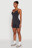 Womens Mineral Wash Ribbed Knit Cami Romper,