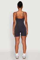 Womens Mineral Wash Ribbed Knit Cami Romper,