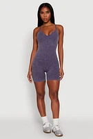 Womens Mineral Wash Ribbed Knit Cami Romper,