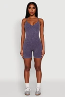 Womens Mineral Wash Ribbed Knit Cami Romper,