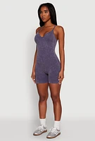 Womens Mineral Wash Ribbed Knit Cami Romper,
