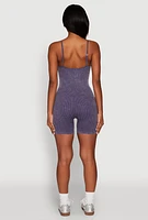 Womens Mineral Wash Ribbed Knit Cami Romper,