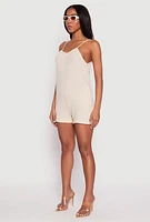 Womens Gauze Knit Side Pocket Romper,