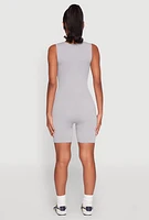Womens Ribbed Knit Notch Neck Romper, XL