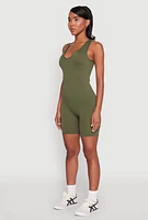 Womens Ribbed Knit Notch Neck Romper,