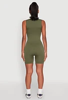 Womens Ribbed Knit Notch Neck Romper,