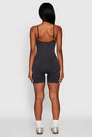 Womens Mineral Wash Rib Knit Scoop Neck Cami Romper,