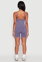 Womens Mineral Wash Rib Knit Scoop Neck Cami Romper,