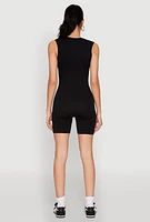Womens Compression Rib Seamless Plunge Romper,