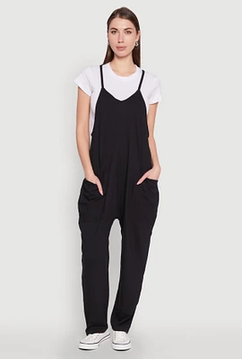 Womens Cargo Pocket V Neck Jumpsuit,