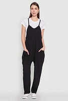 Womens Cargo Pocket V Neck Jumpsuit,