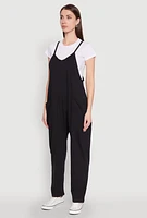 Womens Cargo Pocket V Neck Jumpsuit,