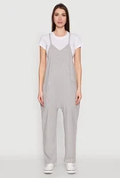 Womens Cargo Pocket V Neck Jumpsuit, Grey, Size L