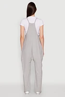 Womens Cargo Pocket V Neck Jumpsuit, Grey, Size L