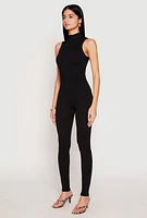 Womens Quarter Zip Sleeveless Catsuit,