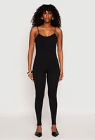Womens Seamless Ribbed Knit Cami Catsuit, M