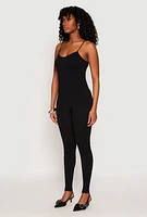 Womens Seamless Ribbed Knit Cami Catsuit, M