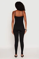 Womens Seamless Ribbed Knit Cami Catsuit, M