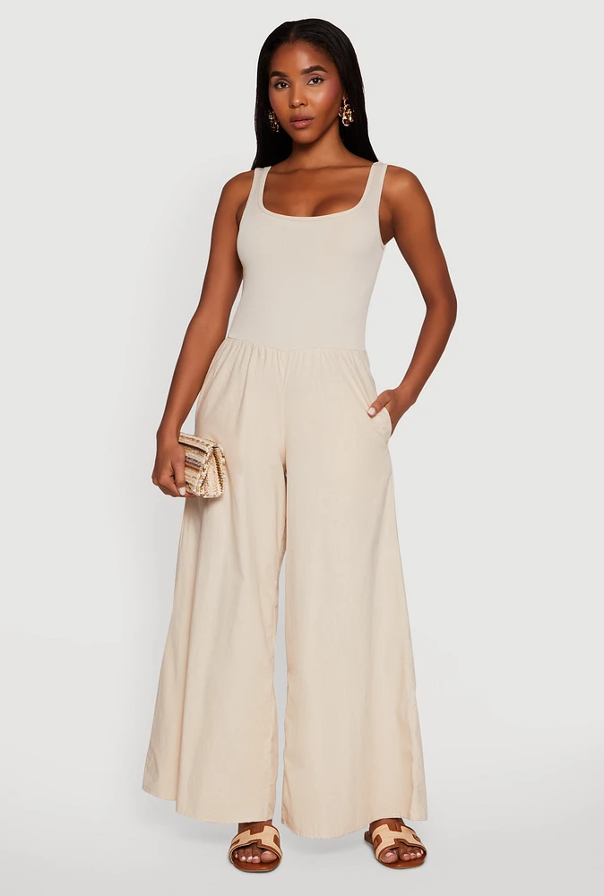 Womens Sleeveless Scoop Neck Jumpsuit,