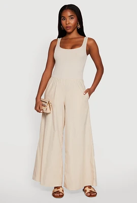 Womens Sleeveless Scoop Neck Jumpsuit,