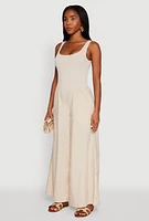 Womens Sleeveless Scoop Neck Jumpsuit,