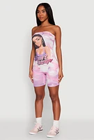 Womens Bossy and Savage Graphic Tube Romper, Pink, Size L