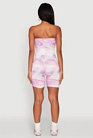 Womens Bossy and Savage Graphic Tube Romper, Pink, Size M