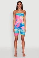 Womens Paint Splatter Tube Romper, Multi, Size XL