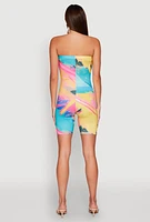 Womens Paint Splatter Tube Romper, Multi, Size XL