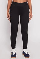 Womens French Terry Pull On High Waisted Joggers, Black, Size M
