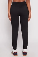 Womens French Terry Pull On High Waisted Joggers, Black, Size M