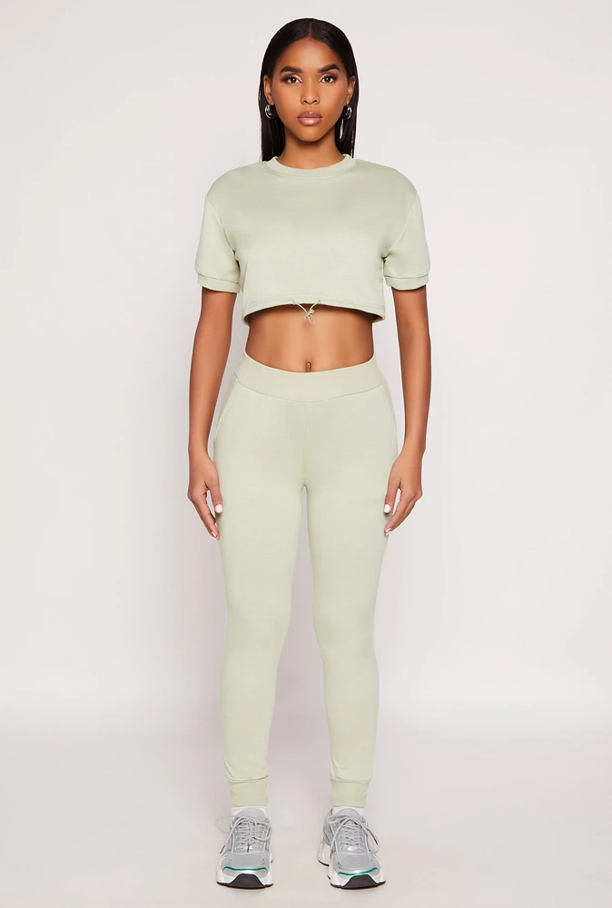 Womens French Terry Pull On High Waisted Joggers,