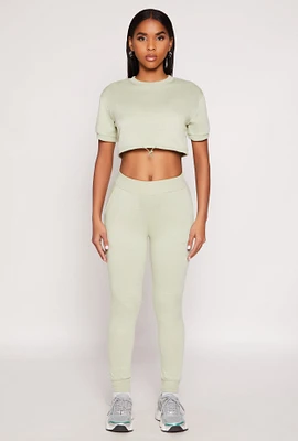 Womens French Terry Pull On High Waisted Joggers,