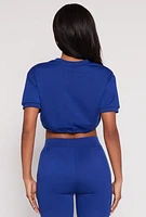 Womens French Terry Toggle Drawstring Hem Crop Top,