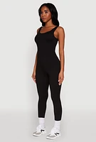 Womens Trendy Sleeveless Crew Neck Skinny Leg Jumpsuit,