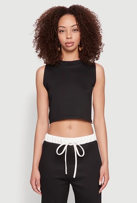 Womens Side Contrast Cropped Tank Top,